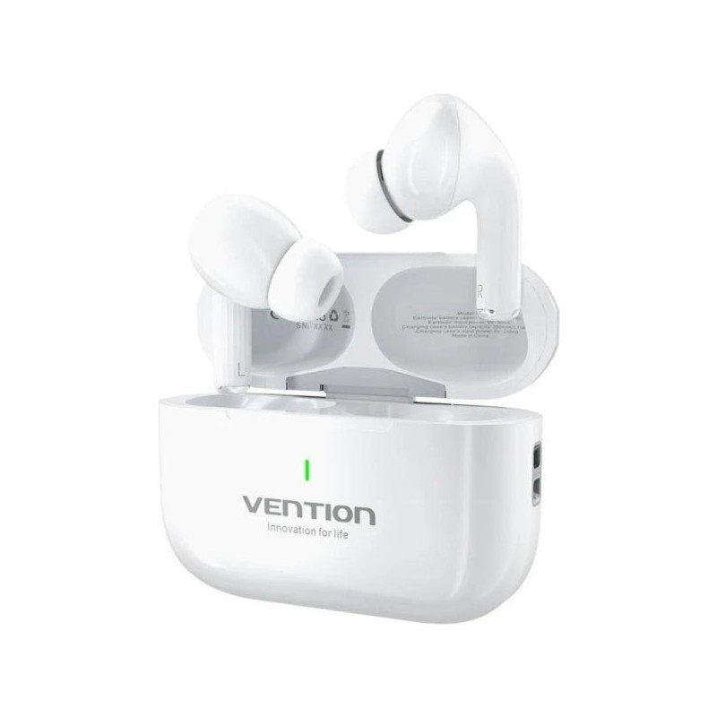 Vention Echo Lite E11 Auriculares Bluetooth 5.4 con Estuche de Carga - True Wireless - 6h Autonomia - Color Blanco