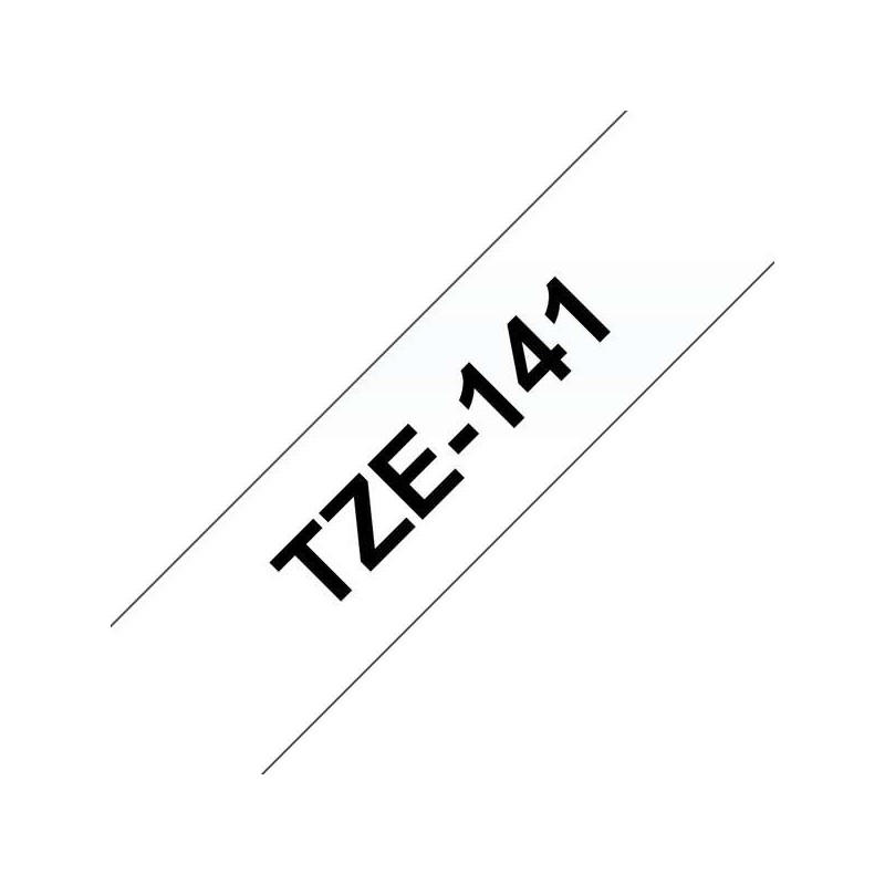 Brother TZe141 Ruban d'Étiquettes Laminé Générique - Texte Noir sur Fond Transparent - Largeur 18mm x 8 mètres