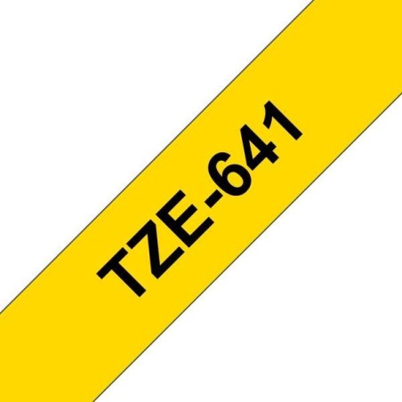 Brother TZe641 Fita Laminada Genérica de Etiquetas - Texto Preto sobre fundo Amarelo - Largura 18mm x 8 metros