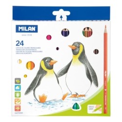 Milan Pack of 24 Colouring Pencils - Triangular - Assorted Colours