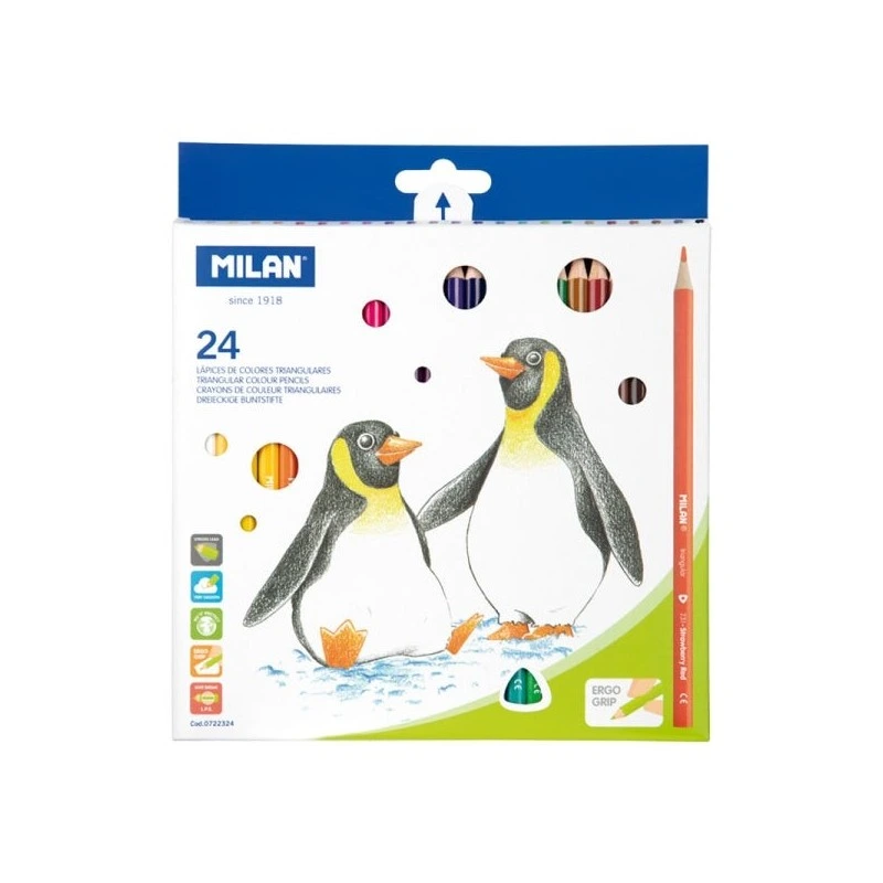 Milan Pack of 24 Colouring Pencils - Triangular - Assorted Colours