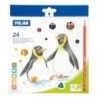 Milan Pack de 24 Crayons de Couleur - Triangulaires - Couleurs Assorties
