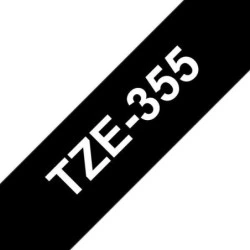 Brother TZe355 Ruban d'Étiquettes Laminé Générique - Texte Blanc sur Fond Noir - Largeur 24mm x 8 mètres