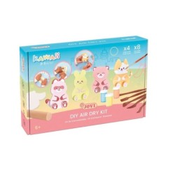 Jovi Kawaii Air Dry Kit with 500gr Air-Dry Clay + 4 Templates + Paints + Accessories - Easy to Mould - Assorted Colours