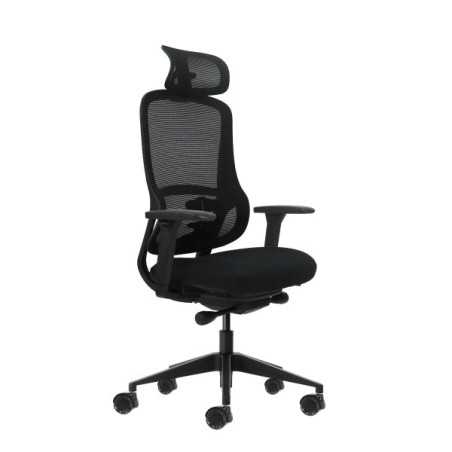 Oqonos Cherg 018 Silla de Oficina Ergonomica con Reposacabezas Cervical Ajustable, Mecanismo Autobalanceado, Reposabrazos 4D
