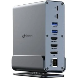 Leotec LEDS06 Docking Station USB C 15 em 1 - 2x HDMI 4K + DisplayPort - Power Delivery 100W - Ethernet Gigabit - 5x USB + USB
