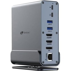 Leotec LEDS06 Station d'Accueil USB C 15 en 1 - 2x HDMI 4K + DisplayPort - Power Delivery 100W - Ethernet Gigabit - 5x USB + USB