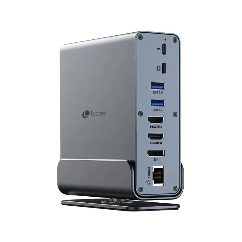 Leotec LEDS06 Station d'Accueil USB C 15 en 1 - 2x HDMI 4K + DisplayPort - Power Delivery 100W - Ethernet Gigabit - 5x USB + USB