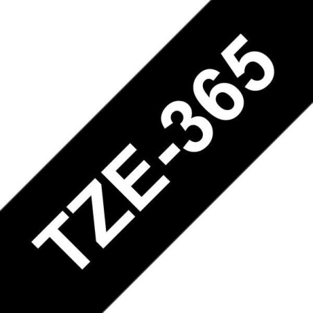 Brother TZe365 Fita Laminada Genérica de Etiquetas - Texto branco sobre fundo Preto - Largura 36mm x 8 metros