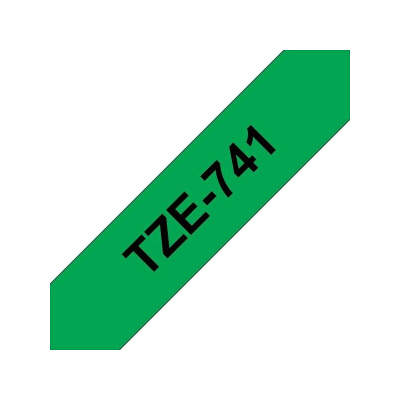 Brother TZe741 Fita Laminada Genérica de Etiquetas - Texto Preto sobre fundo verde - Largura 18mm x 8 metros
