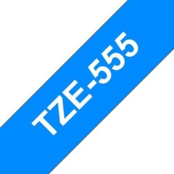 Brother TZe555 Compatible Laminated Label Tape - White Text on Blue - Width 24mm x 8 metres