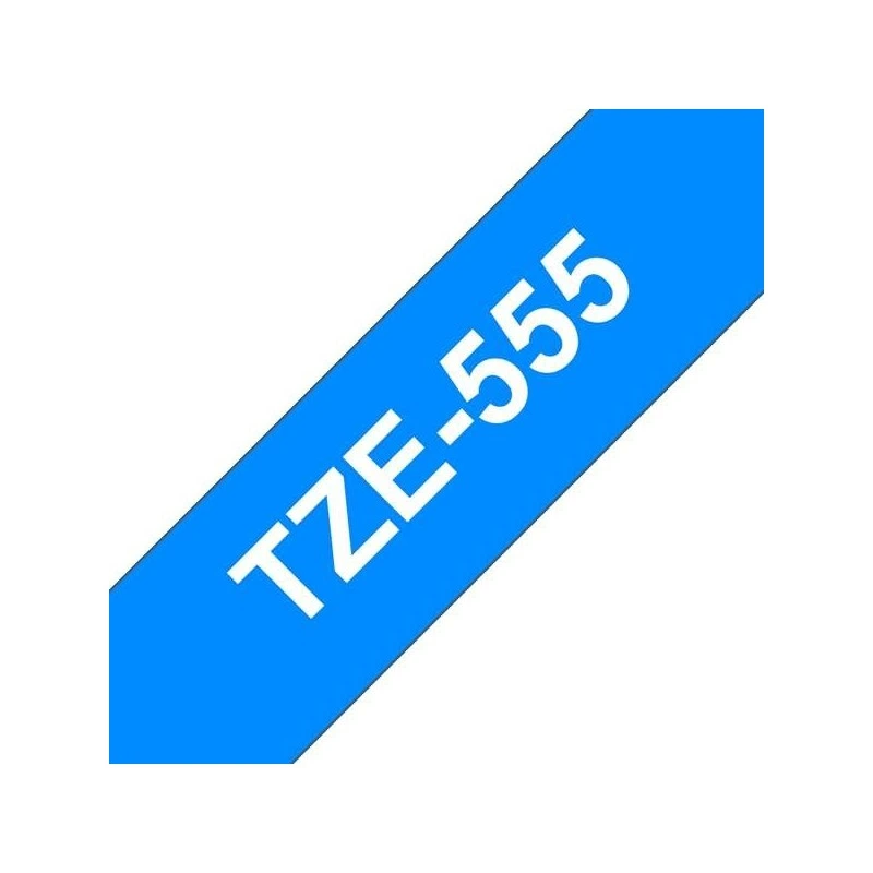Brother TZe555 Cinta Laminada Generica de Etiquetas - Texto blanco sobre fondo azul - Ancho 24mm x 8 metros