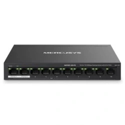 Mercusys Switch 10 Portas RJ45 10/100Mbps - 8 Portas PoE - Longo Alcance até 250m em Modo Estendido - Caixa de Metal