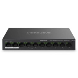 Mercusys Switch 10 Ports RJ45 10/100Mbps - 8 Ports PoE - Longue Portée jusqu'à 250m en Mode Étendu - Boîtier en Métal