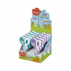 Maped Kidikut School Scissors Round Tip 12cm - Fibreglass Blades - Symmetrical Plastic Handle - Assorted Colours