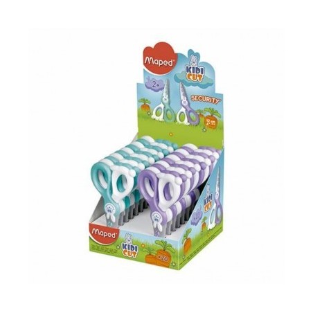 Maped Kidikut Tijera Escolar Punta Redonda 12cm - Cuchillas en Fibra de Vidrio - Mango de Plastico Simetrico - Colores Surtidos