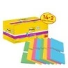 Post-It Super Sticky Pack de 16 Blocos de 90 Notas Autocolantes Reposicionáveis - Forma Quadrada - 76x76mm - em Zig-Zag - Cores