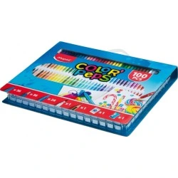 Maped ColorPeps Pack de 100 Pièces pour Colorier - 36 Feutres, 36 Crayons, 24 Craies, 1 Feutre Pointe Pinceau, 1 Crayon