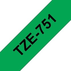 Brother TZe751 Ruban d'Étiquettes Laminé Générique - Texte Noir sur Fond Vert - Largeur 24mm x 8 mètres