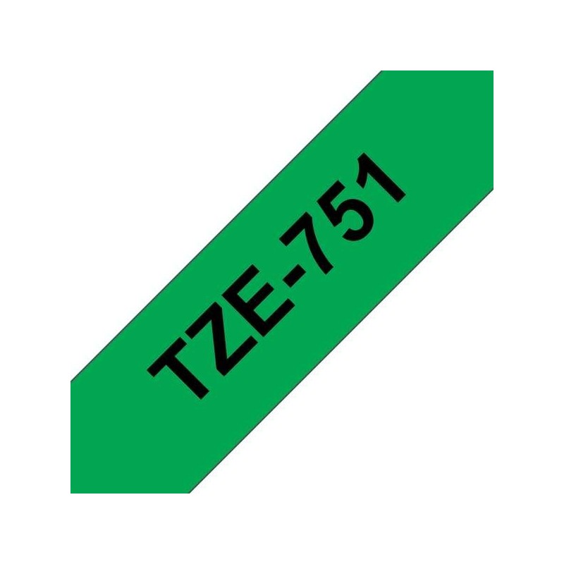 Brother TZe751 Cinta Laminada Generica de Etiquetas - Texto negro sobre fondo verde - Ancho 24mm x 8 metros