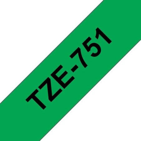 Brother TZe751 Fita Laminada Genérica de Etiquetas - Texto Preto sobre fundo verde - Largura 24mm x 8 metros