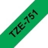 Brother TZe751 Fita Laminada Genérica de Etiquetas - Texto Preto sobre fundo verde - Largura 24mm x 8 metros