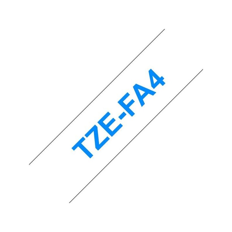Brother TZeFA4 Compatible Fabric Label Tape - Blue Text on White - Width 18mm x 3 metres