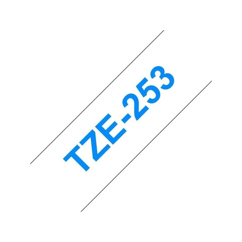 Brother TZe253 Ruban d'Étiquettes Laminé Générique - Texte Bleu sur Fond Blanc - Largeur 24mm x 8 mètres