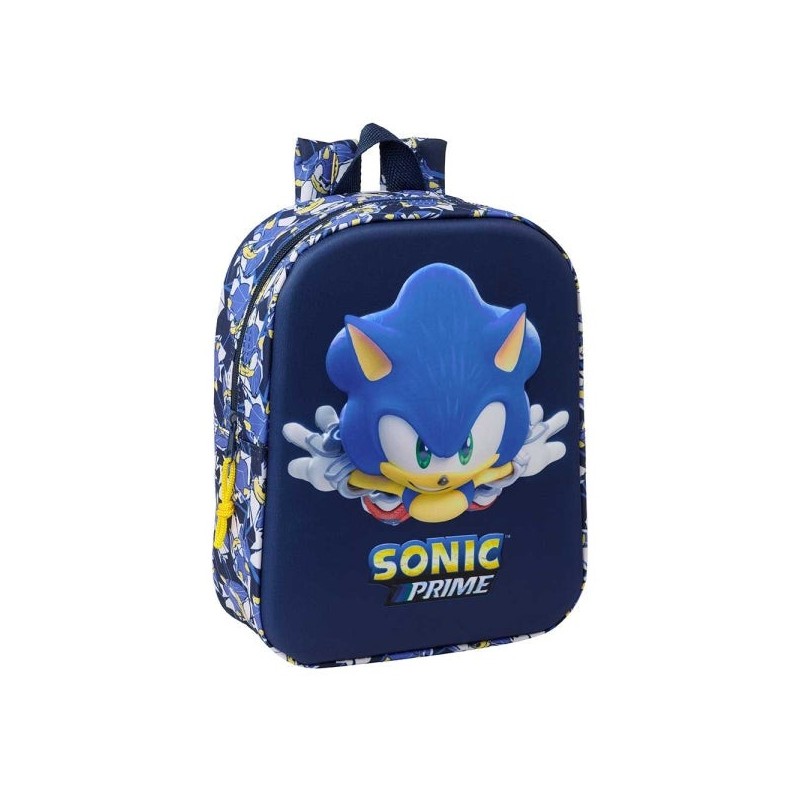 Safta Sonic 6L 3D Nursery Backpack - Top Carry Handle - Adjustable Padded Straps - Zip Closure - 22x27x10cm - Navy Blue Colour
