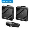 Vention Microfono Clip Inalambrico USB-C - Calidad de Audio 32 kHz - Latencia 20 ms - Bateria 26h - Rango 50m - Cancelacion de