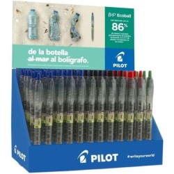 Pilot Expositor 60 Esferográficas Retráteis B2P Ecoball BeGreen + 10 B2P Gel BeGreen - 86,64% de Plástico Reciclado