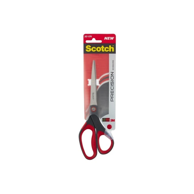 Scotch Tesoura de Precisão 20cm - Aço Inoxidável - Corte Preciso - Pega Ergonómica - Cor Preto/Vermelho
