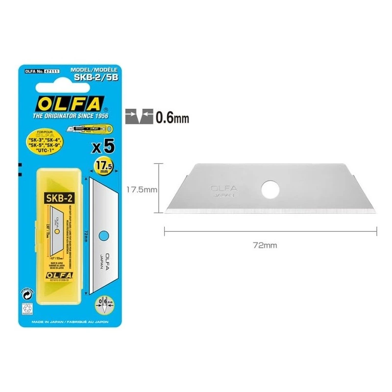 Olfa Pack de 5 Lames de Rechange pour Cutters Olfa SK-4, SK-5, SK-9 et UTC-1 - Acier Inoxydable