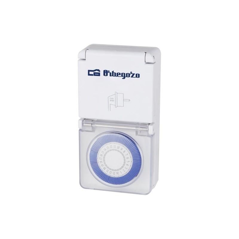 Orbegozo PG 10 Programador 24 Horas - Potencia hasta 3680W - Proteccion IP44 para Uso en Exterior - Intervalos de 15 Minutos