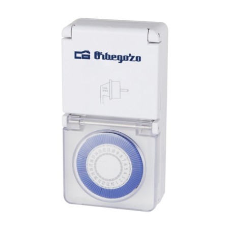 Orbegozo PG 10 Programador 24 Horas - Potencia hasta 3680W - Proteccion IP44 para Uso en Exterior - Intervalos de 15 Minutos