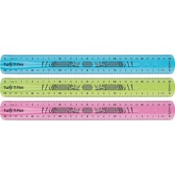 Maped Twist´n Flex Régua Flexível 30cm - Inquebrável - Dupla Graduação - Cores Aleatórias Azul, Rosa e Verde