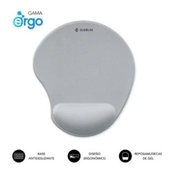 Subblim Ergo Neogel Alfombrilla Ergonomica para Raton - Espuma Elastica - Microtexturizada Impermeable - Base Antideslizante