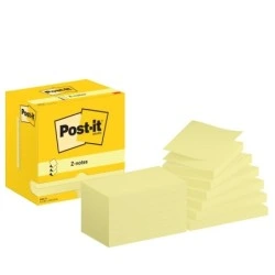 Post-It Pack de 12 Blocos de 100 Z-Notas Adesivas Reposicionáveis - Forma Retangular - 76x127mm - Cor Amarelo Claro
