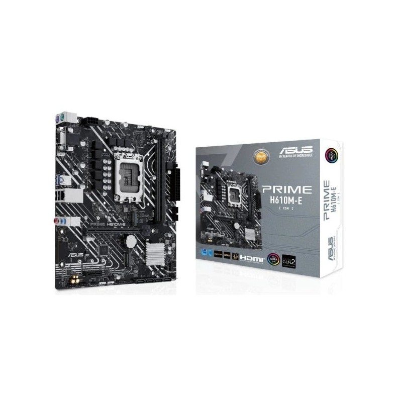 Asus Prime H610M-E-CSM Placa Principal Intel1700 2x DDR5 - HDMI, VGA, M.2, PCIe4.0, 4xSata III, RJ-45, USB 2.0/3.2, DisplayPort
