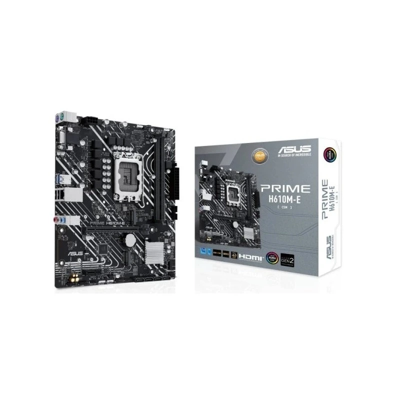 Asus Prime H610M-E-CSM Placa Principal Intel1700 2x DDR5 - HDMI, VGA, M.2, PCIe4.0, 4xSata III, RJ-45, USB 2.0/3.2, DisplayPort