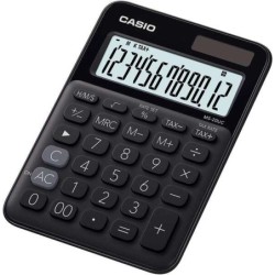 Casio MS-20UC Calculadora de Secretária Pequena - Ecrã LCD de 12 Dígitos - Alimentação Solar e Pilhas - Cor Preto