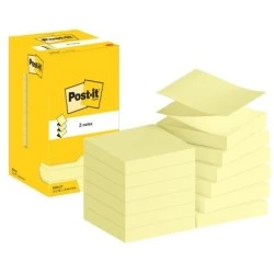 Post-It Pack de 12 Blocos de 100 Z-Notas Autocolantes Reposicionáveis 76x76mm - Forma Quadrada - Caixa Dispensadora - Cor