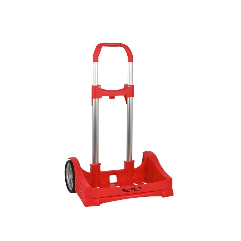 Safta Evolution Carro Porta-Mochilas- Fixação Universal - Rodas de 14cm Antivibração - Alumínio/PP - 40x85x28cm - Cor Vermelho