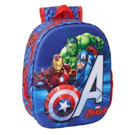 Safta Avengers Mochila 3D de 8.64L - Portabotellas - Tarjeta de Identificacion Personal - Hombreras Acolchadas - 27x33x10cm