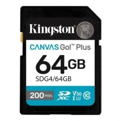 Kingston Cartão SDXC 64GB UHS-I U3 V30 Classe 10 200MB/s Canvas Go Plus