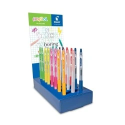 Pilot Pop Lol Expositor de 24 Boligrafos de Tinta Gel Retractiles - Punta 0.7mm - Trazo 0.32mm - Grip de Agarre - Colores