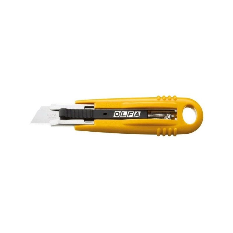 Olfa SK-4 Cuchilla de Seguridad Autoretractil Semiautomatica - Canal de Acero Inoxidable - Maxima Seguridad - Uso Ambidiestro