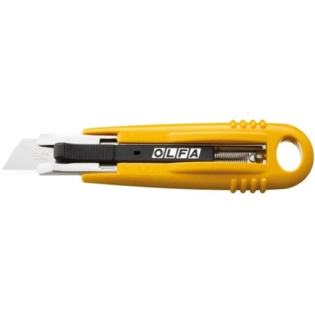 Olfa SK-4 Cuchilla de Seguridad Autoretractil Semiautomatica - Canal de Acero Inoxidable - Maxima Seguridad - Uso Ambidiestro