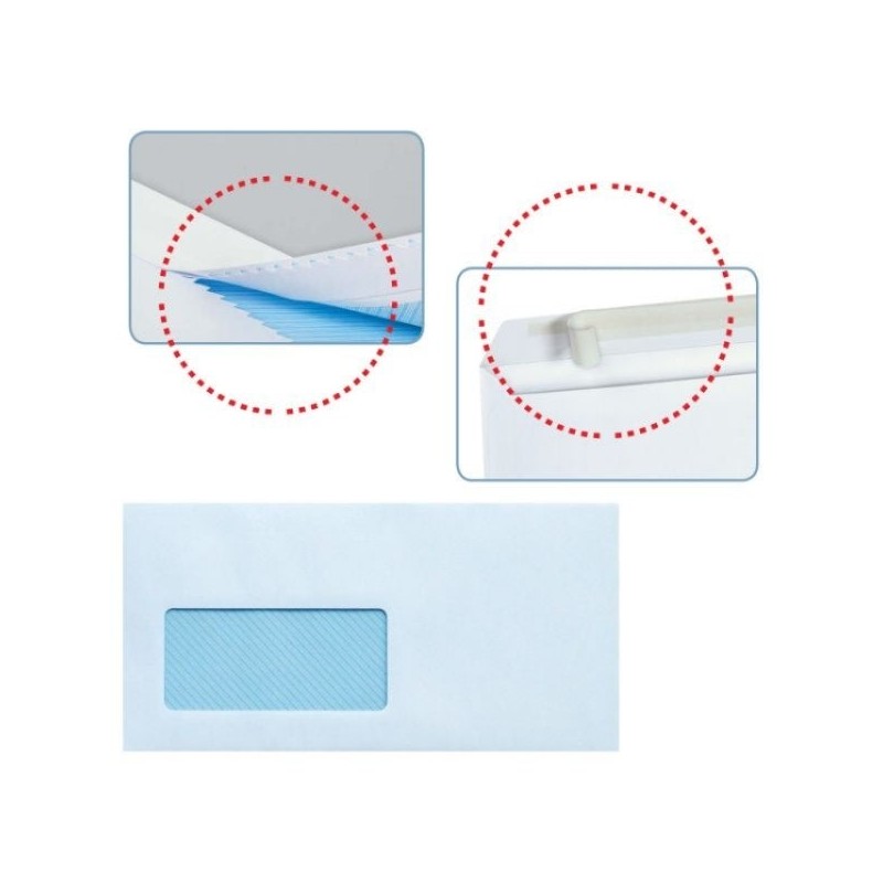 Sam Pack of 500 DL Offset Paper Envelopes 90gsm with Left Window - Size 115x225mm - Special for Laser Printers - Self-Adhesive
