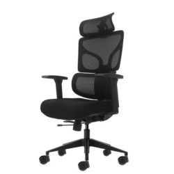 Oqonos Cherg 010 Chaise de Bureau Ergonomique avec Appui-tête Cervical Réglable, Dossier et Assise en Maille Élastique